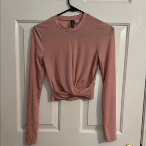 Pink Long Sleeve Twist Front Top